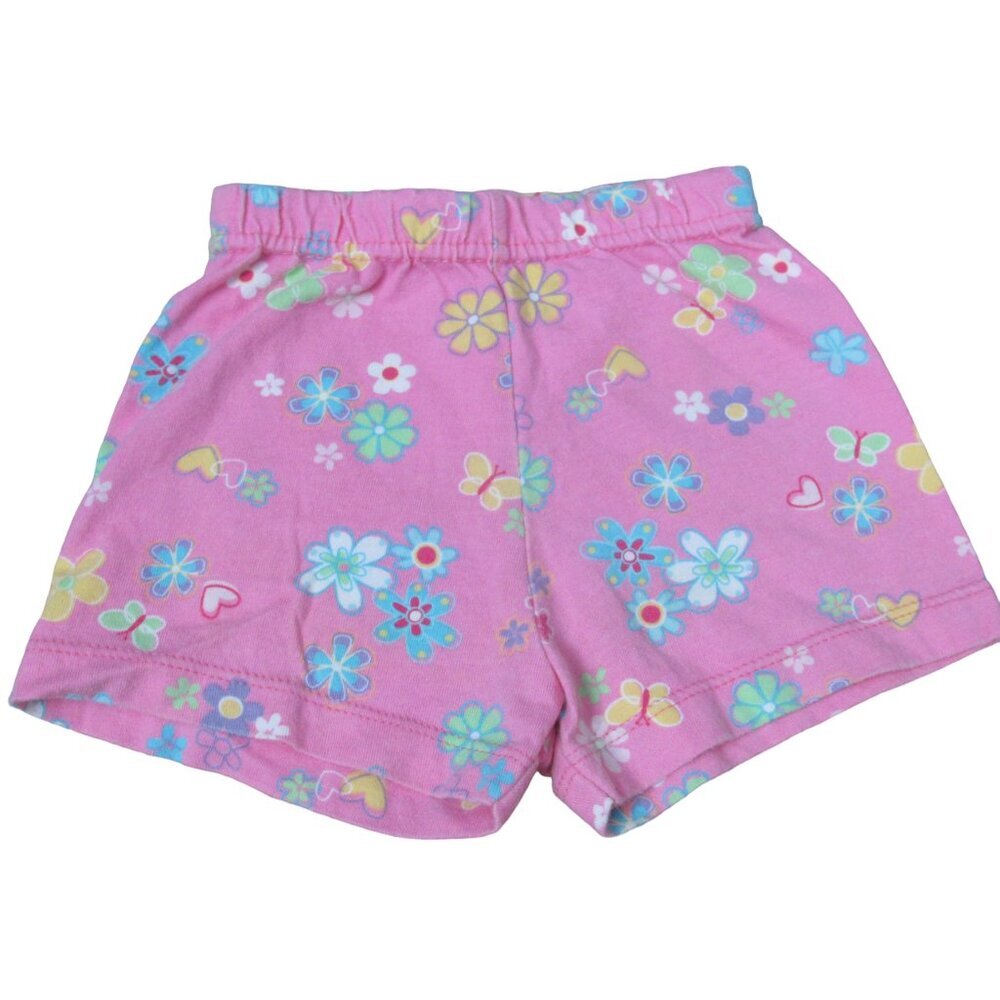 Garanimals Pull‎ On Elastic Shorts Girls Size 12M Pink Floral Toddler Bottoms